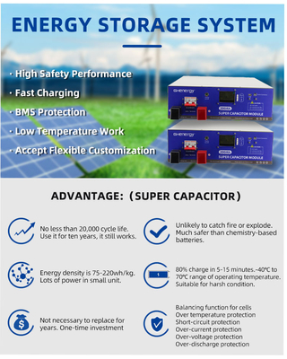 Módulo de BMS 48V Ultracapacitor, armazenamento de energia de 300Ah Ultracapacitor