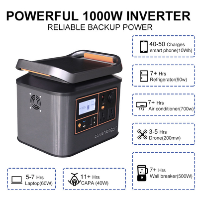 central elétrica de energias solares portátil de 500W 1000W prática para acampar